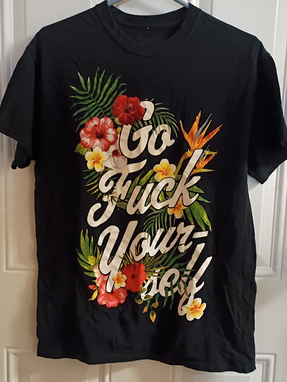 2/$10 Spencer's Floral Go F Yourself Graphic Tee Size Medium